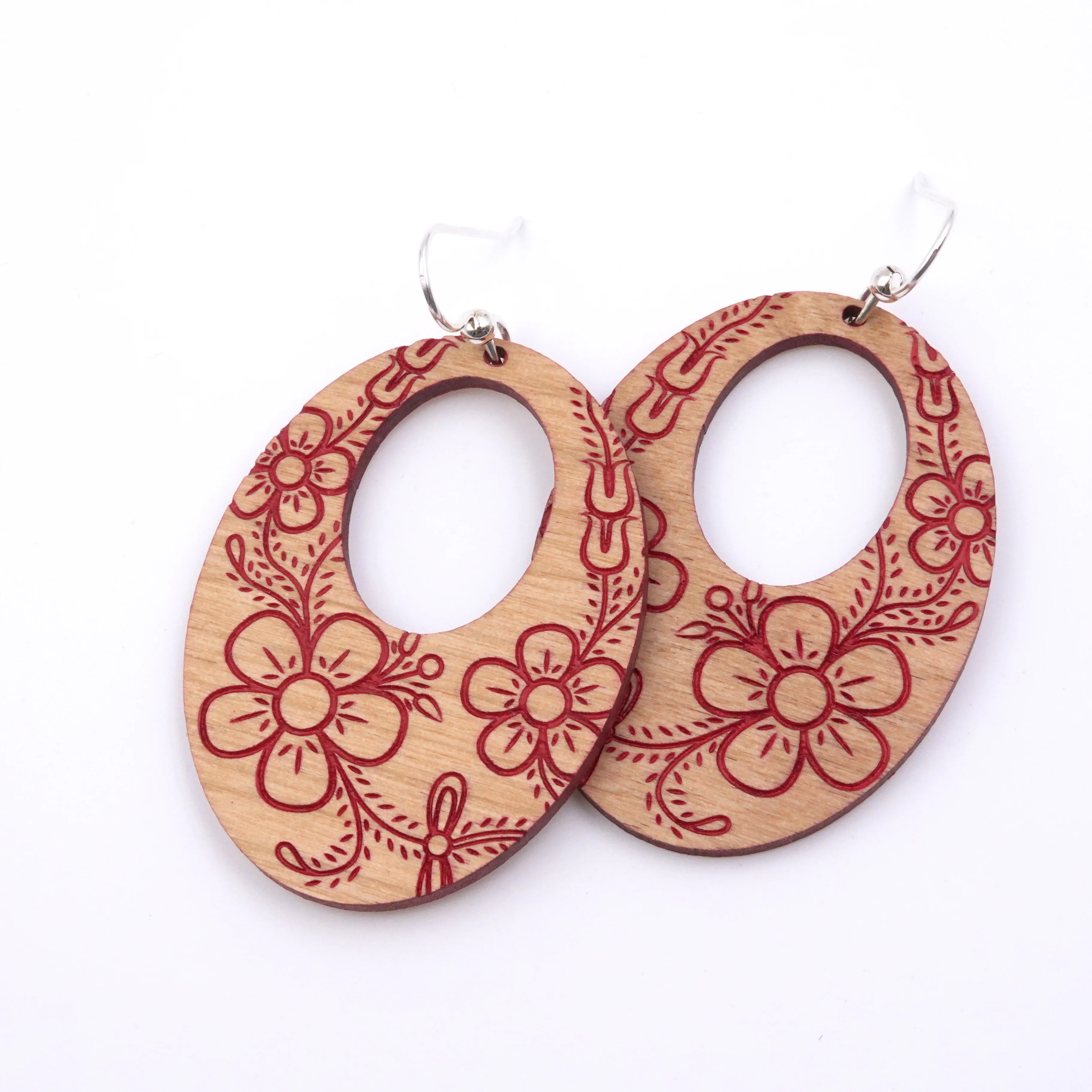 Floral Oval Earrings - Image 3