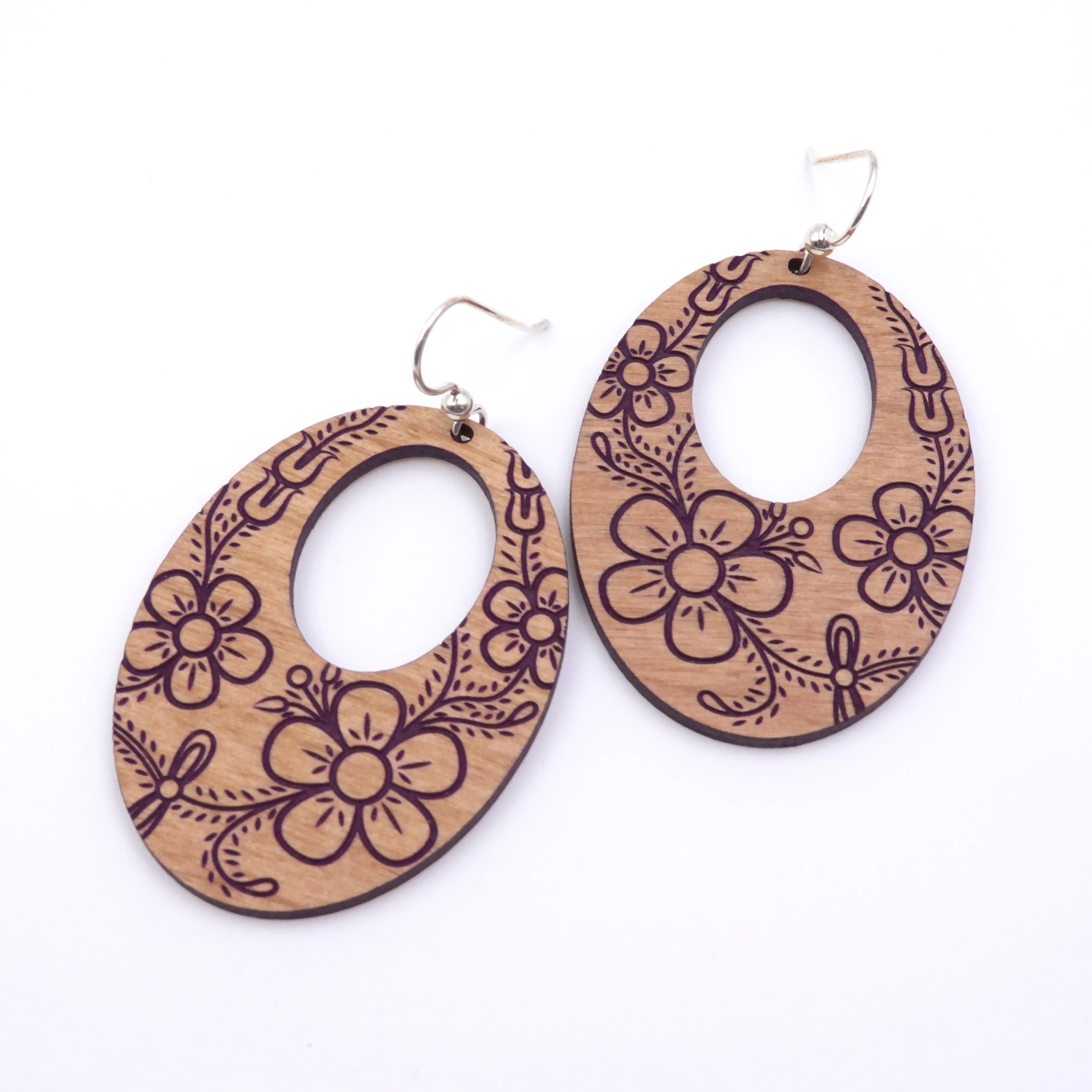 Floral Oval Earrings - Image 4